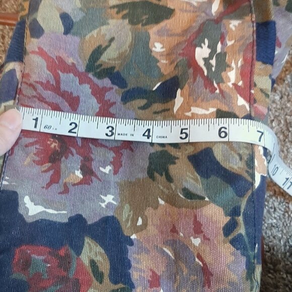 VTG Gitano 80's/90's Navy Floral Cotton Canvas Duffle Weekender Bag - Picture 16 of 16